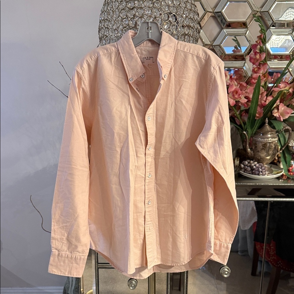 rag & bone Light Peach Casual Button-Down Shirt medium